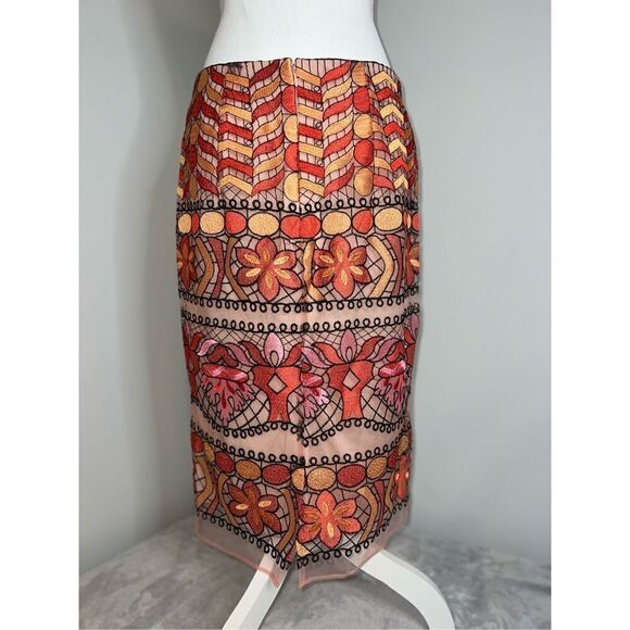 ECI New York Women’s All Over Embroidery Midi Length Skirt 10 - Picture 3 of 7